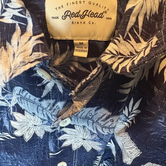 Red Head Blue and White Casual Button Down Shirt - Picture 3 of 3